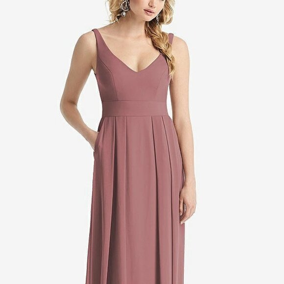 After Six 1519..Sleeveless Pleated Skirt Maxi Dress with Pockets..Rosewood..Sz 8 - Picture 1 of 6